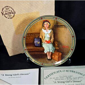 Vintage Knowles Norman Rockwell "A Young Girls Dream" Plate w COA & Original Box